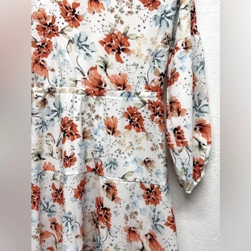 Women’s Chic Floral Button Front Mini Boho Dress - L